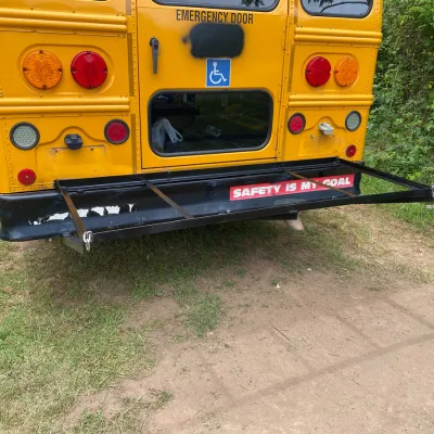 Custom generator rack for a school bus shown by WMW Mobile Welding.
