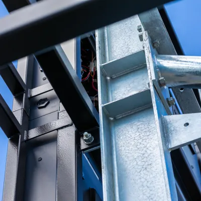 Structural steel welding at a power plant shown by WMW Mobile Welding.